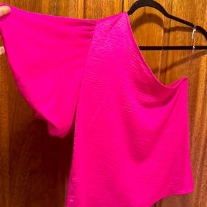 Washed Satin Crepe One Bubble Sleeve Top